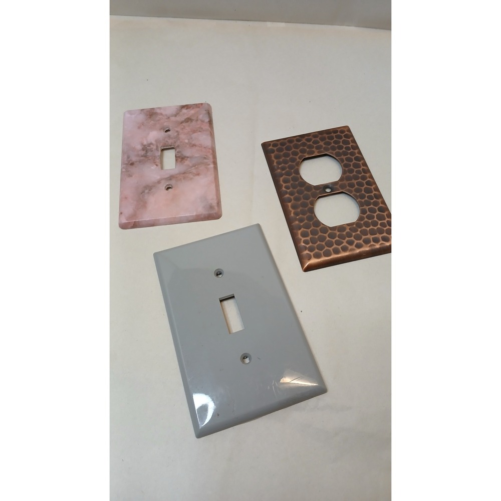 Unbranded Switch Plates Lot 3pc Multi Good Marble Copper Grey Toggle Duplex